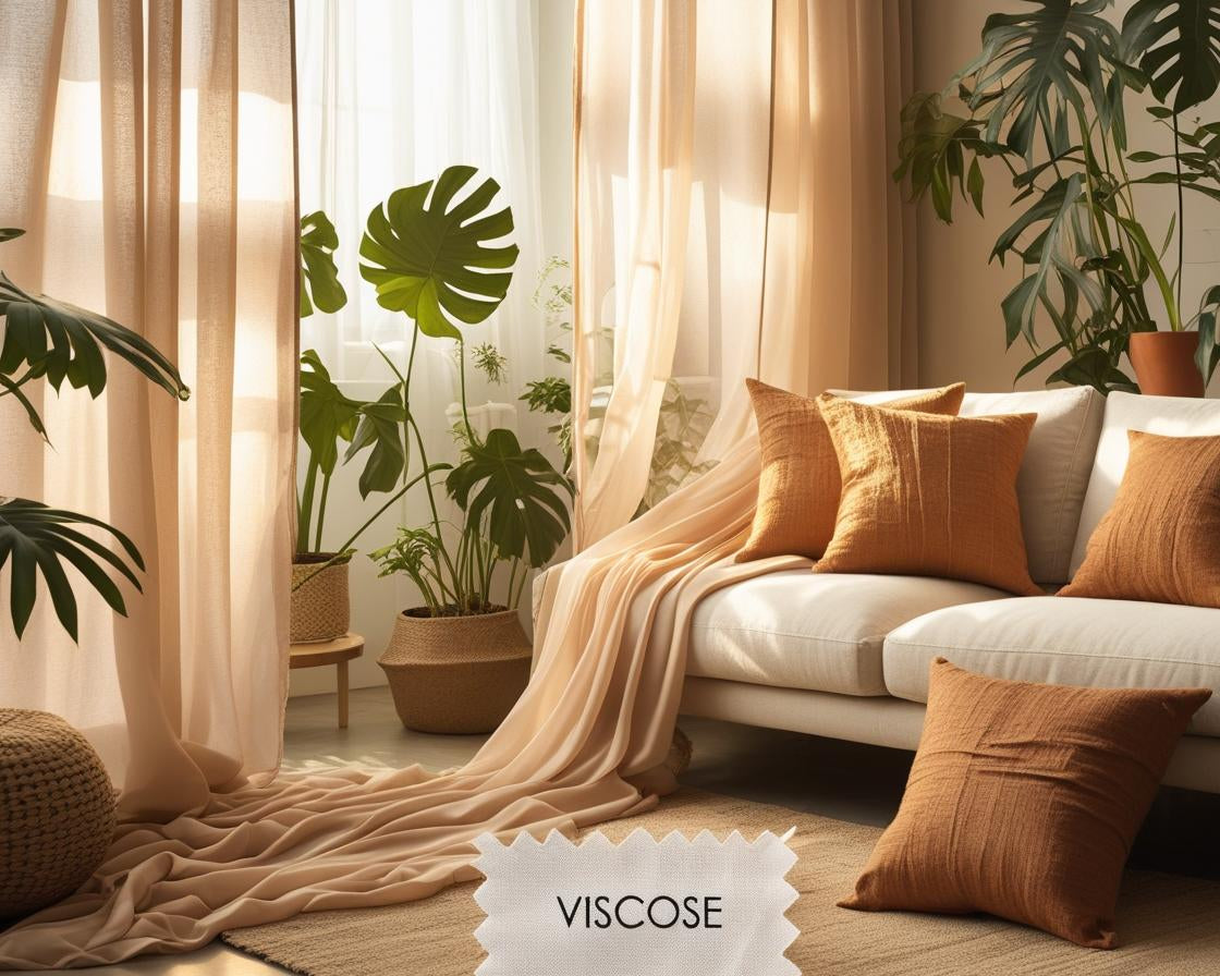 showcasing viscose fabric in a modern home decor setting.