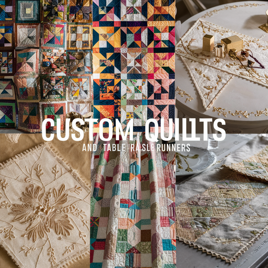 A stunning photo spread showcasing a variety of custom quilts and table runners, which have become a popular and enduring USA décor trend.