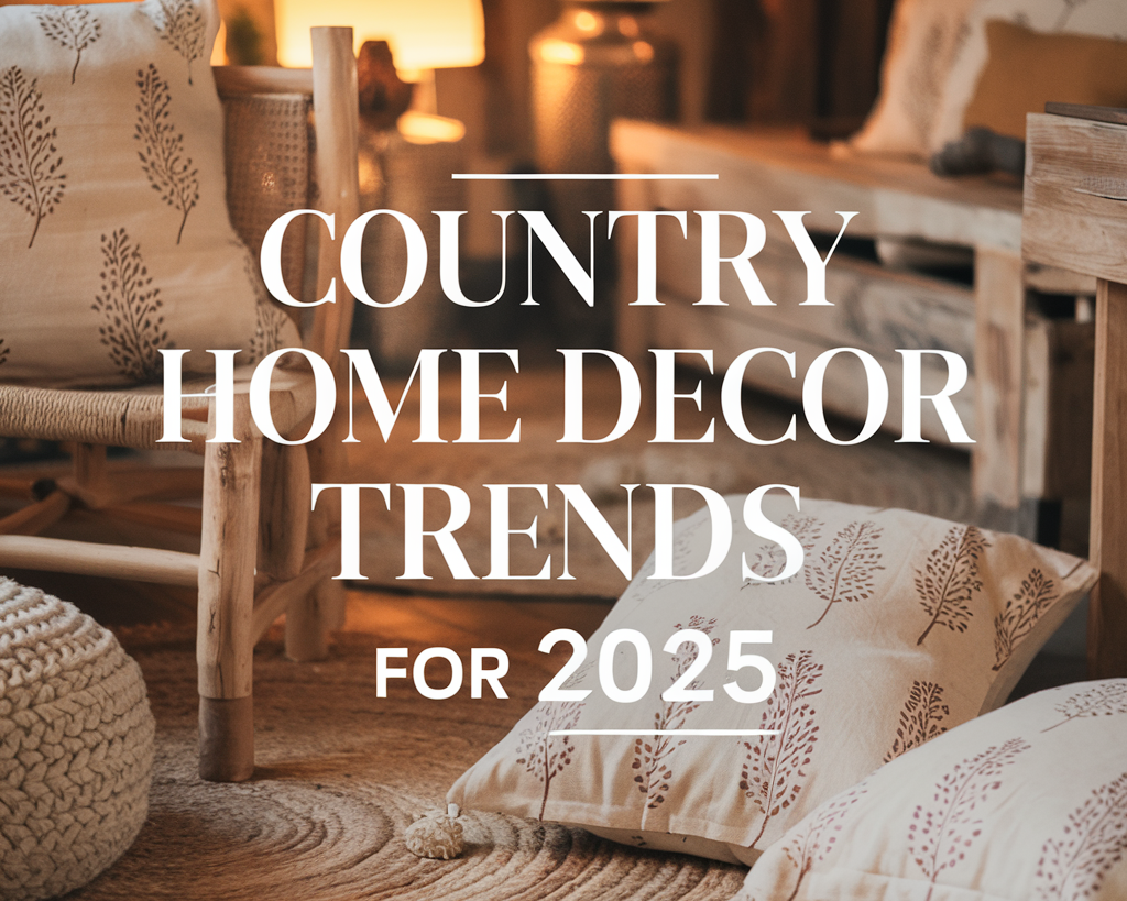 A cozy modern farmhouse interior with a jute rug, natural wood furniture, and block-printed pillows with delicate, artisanal patterns in soft, earthy tones.