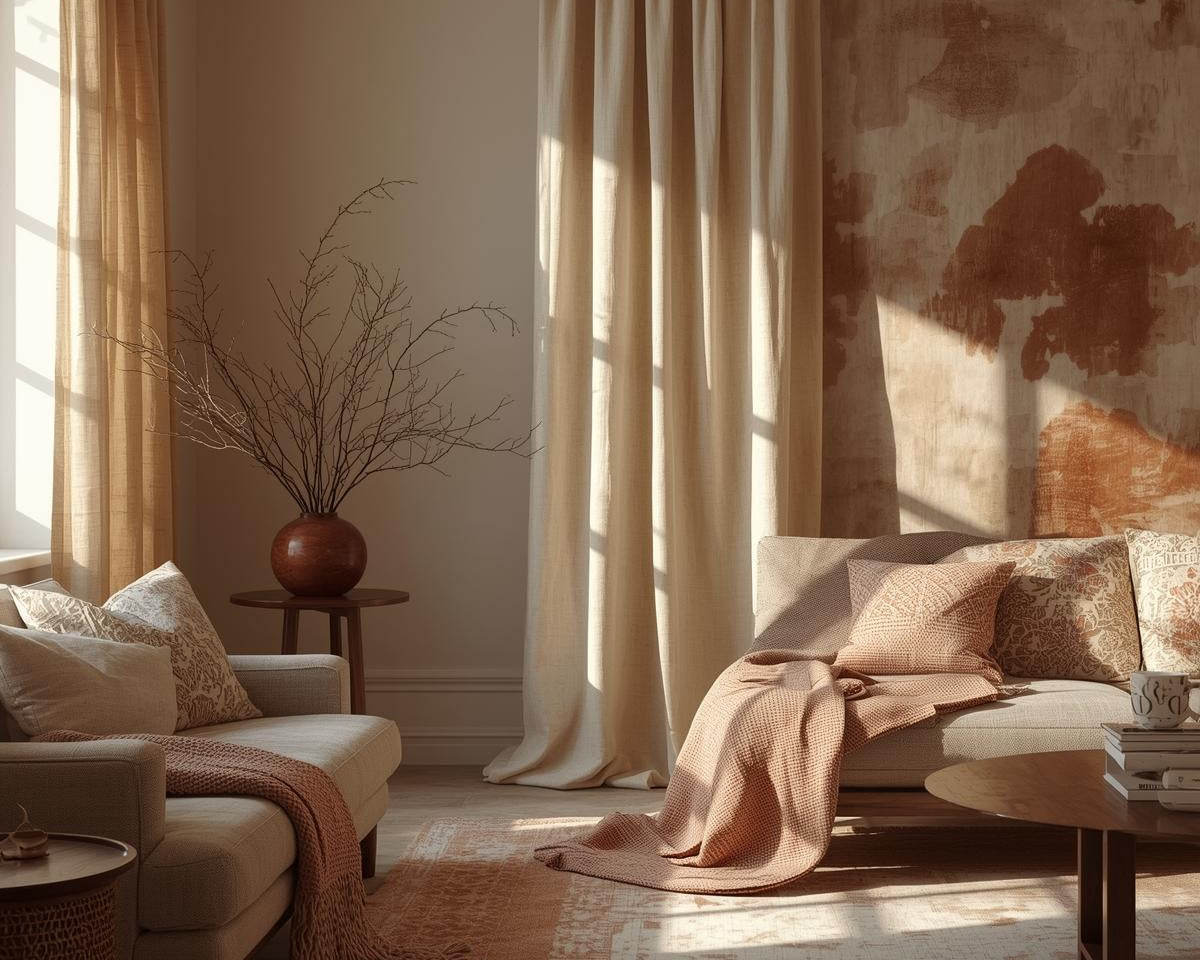 Handcrafted custom linen fabric with unique block prints used for home decor