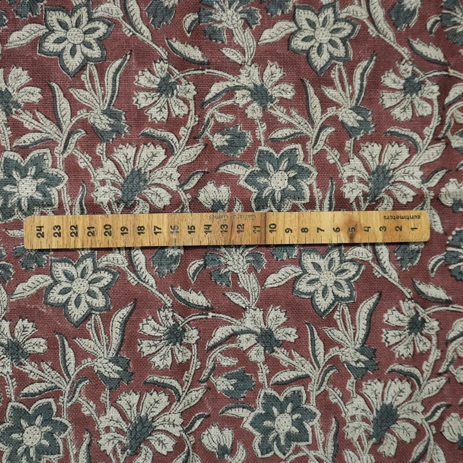 Linen Block Print Fabric 58 Inch Width Heavy Weight Linen Natural Base Color Handmade Creative Design To Make Curtains and Drapes Upholstery Pillow Covers  Lampshades Napkins by Fabritual