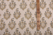 Block Print Fabric 50 Inch Width Medium Weight Duck Canvas Beige Base Color Decorative Handmade Blockprint Curtains and Drapes Pillow Covers Tablecloths and Runners Lampshades Napkins by Fabritual