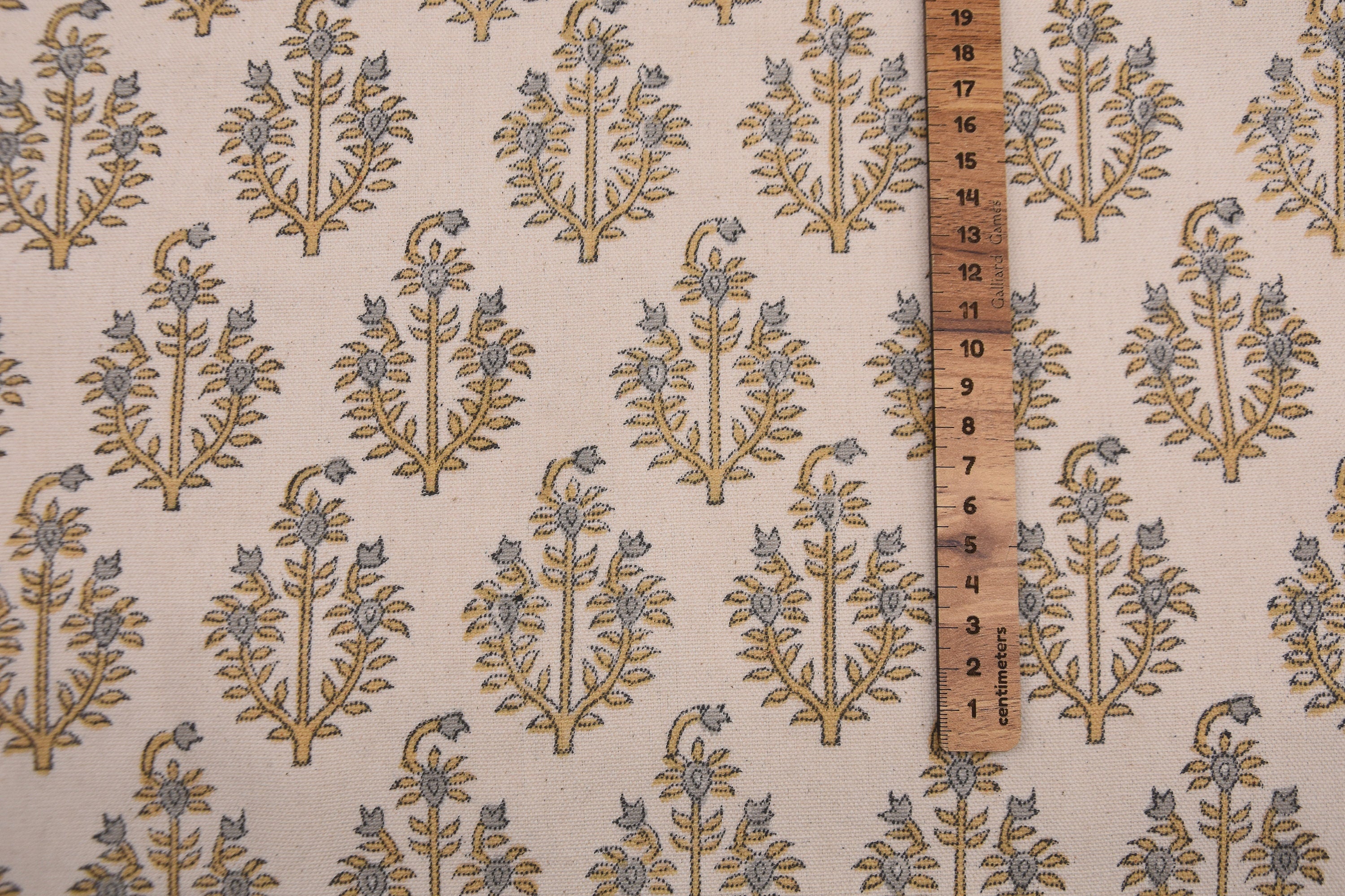 Block Print Fabric 50 Inch Width Medium Weight Duck Canvas Beige Base Color Decorative Handmade Blockprint Curtains and Drapes Pillow Covers Tablecloths and Runners Lampshades Napkins by Fabritual