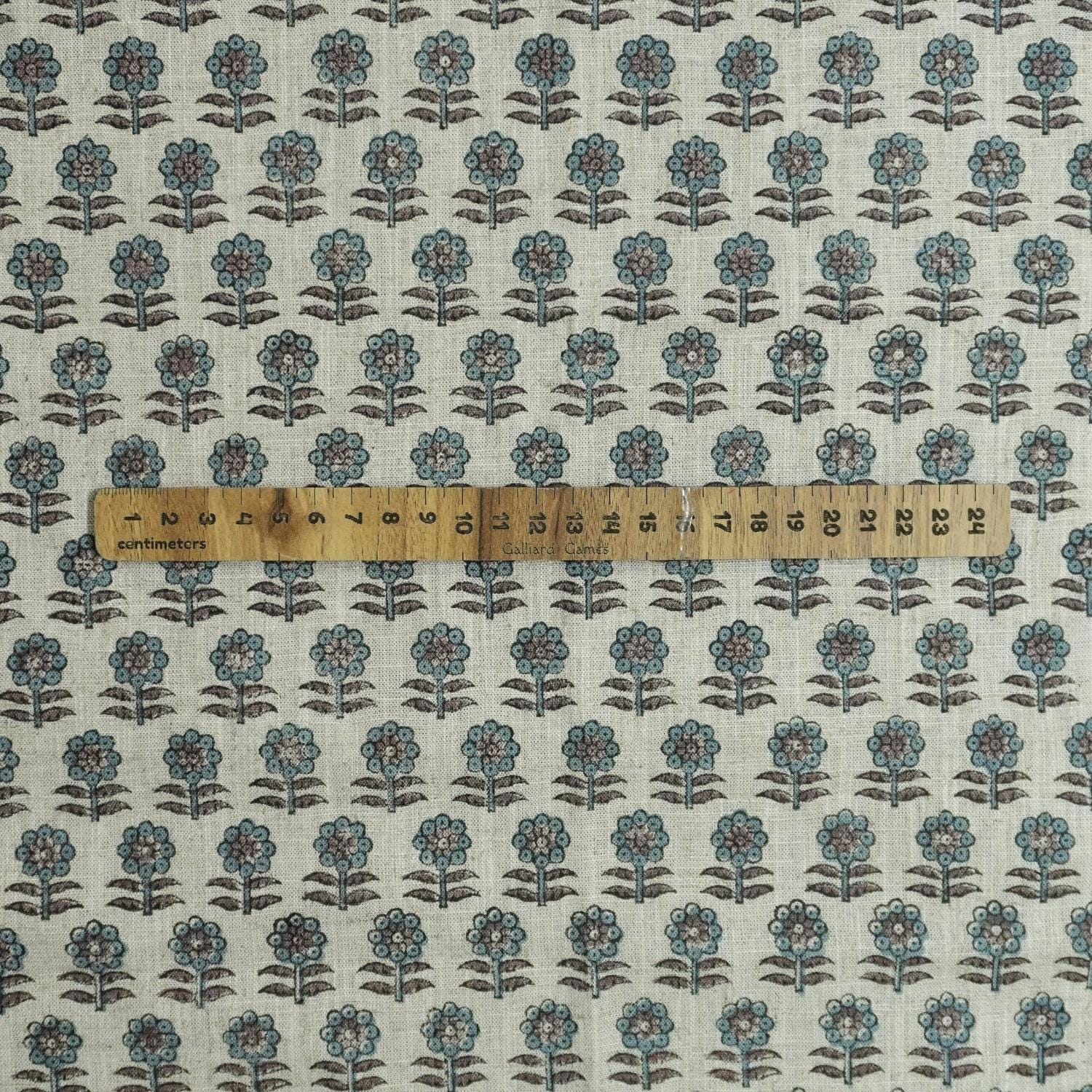 BLUE BLOCK PRINTED INDIAN HANDMADE FLORAL BOHO PILLOW AND CUSHION FABRIC VISCOSE LINEN - ANAMIKA