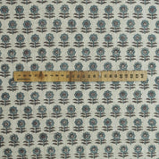 BLUE BLOCK PRINTED INDIAN HANDMADE FLORAL BOHO PILLOW AND CUSHION FABRIC VISCOSE LINEN - ANAMIKA