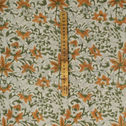 Linen Block Print Cotton Linen Fabric 50 Inch Width Light Weight Linen Natural Base Color Curtains and Drapes Upholstery Handmade Art Pillow Covers Tablecloths and Runners Bedding Tote Bag Lampshades Napkins