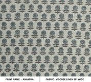BLUE BLOCK PRINTED INDIAN HANDMADE FLORAL BOHO PILLOW AND CUSHION FABRIC VISCOSE LINEN - ANAMIKA