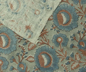 Linen Block Print Fabric 58 Inch Width Heavy Weight Linen Natural Base Color Curtains and Drapes Upholstery Handmade Art Pillow Covers Tablecloths and Runners Bedding Tote Bag Napkins by Fabritual