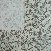 HANDMADE BLOCK PRINTED DECORATIVE LINEN FLORAL CUSHION AND DRAPERY CURTAIN FABRIC - SEHJAN