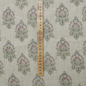 Linen Block Print Fabric 58 Inch Width Heavy Weight Linen Natural Base Color Curtains and Drapes Upholstery Handmade Art Pillow Covers Tablecloths and Runners Bedding Tote Bag Napkins by Fabritual