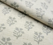 Linen Block Print Fabric Linen Blend 58 Inch Width Light Weight Linen Natural Base Color Curtains and Drapes Upholstery Handmade Art Pillow Covers Tablecloths and Runners Bedding Tote Bag Lampshades Napkins by Fabritual