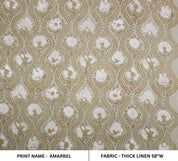 Amarbel  Floral Block Print Linen Fabric, Cushion Pillow Cover Fabric, Also In Cotton Fabric, Modern Home Decor