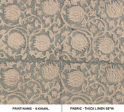 6 Kamal Unique Block Print Patterned Linen Flax Fabric  Decorative Fabric By The Yard  Pillow Cases & Cushion Cover