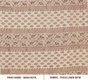 Bagh Buta  Heavyweight Linen Fabric Natural.Thick Linen, Chocolate Colour, Upholstery Fabric, Sofa Chair Cover, Indian Linen By The Yard