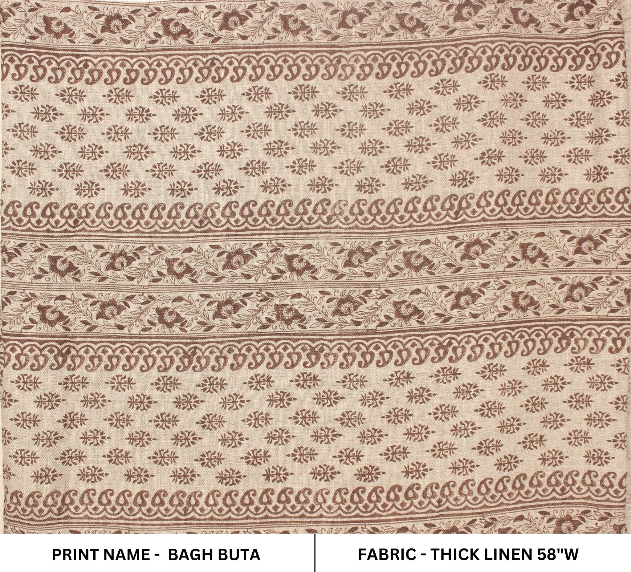 Bagh Buta  Heavyweight Linen Fabric Natural.Thick Linen, Chocolate Colour, Upholstery Fabric, Sofa Chair Cover, Indian Linen By The Yard
