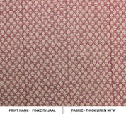 Block Print Linen Fabric, Pinkcity Jaal  Plain Linen Home Decor,Pink Floral Block Print  By The Yard Softened Stonewashed Fabricindian Natural Linen Extra Wide