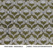 MADHUVAN | Green fabric, Floral Block Print, best for cushion cover fabric, Pillow cover fabric, Green upholstery, Green Pillow, Home decor