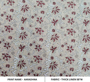 Aaradhna Rusthandblocked Print Fabric  By The Yard  Floral Home Decor Fabric By The Yard  Linen Upholstery  Cushion Cover Fabric