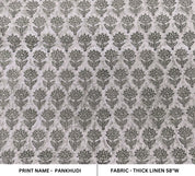 Block Print Linen Fabric, Pankhudi White, Heavy Thick Linen, Best Cushion Cover, Hand Block Print Fabric, Upholstery Fabric, Latest Cushion