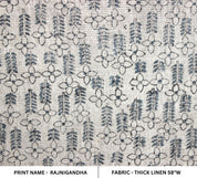 Block Print Linen Fabric, Rajnigandha  Hand Block Print Fabric  Natural Linen & Pure Cotton Fabrics  Fabric By The Yards  Indian Running Fabrics