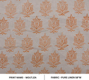 Block Print Handloom Pure Linen 58" Wide indian Fabric, Upholstery, Pillow Cover, Curtains, fabric by yards - Moutjza