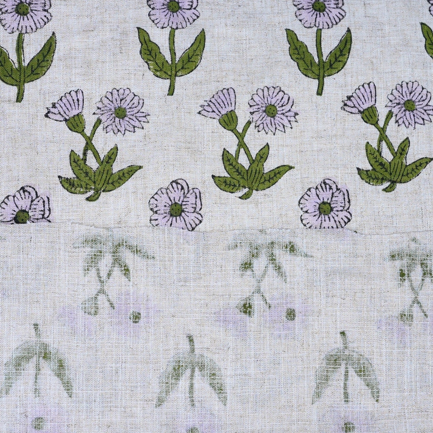 Block Printed Handmade Boho Green Floral Viscouse LInen Fabric – Kriti Design