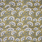 Artisanal Green Floral Boho Block Print Viscose Linen Fabric – Rajnigandha