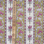 Hand Block Printed Pink Floral Viscose Linen Fabric – Laxmi Border Boho Design