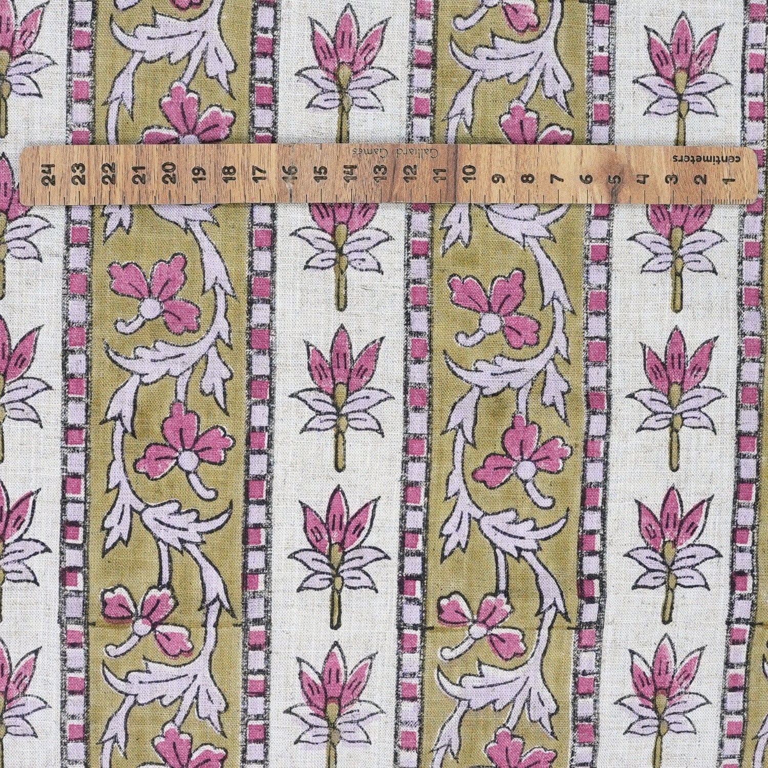 Hand Block Printed Pink Floral Viscose Linen Fabric – Laxmi Border Boho Design
