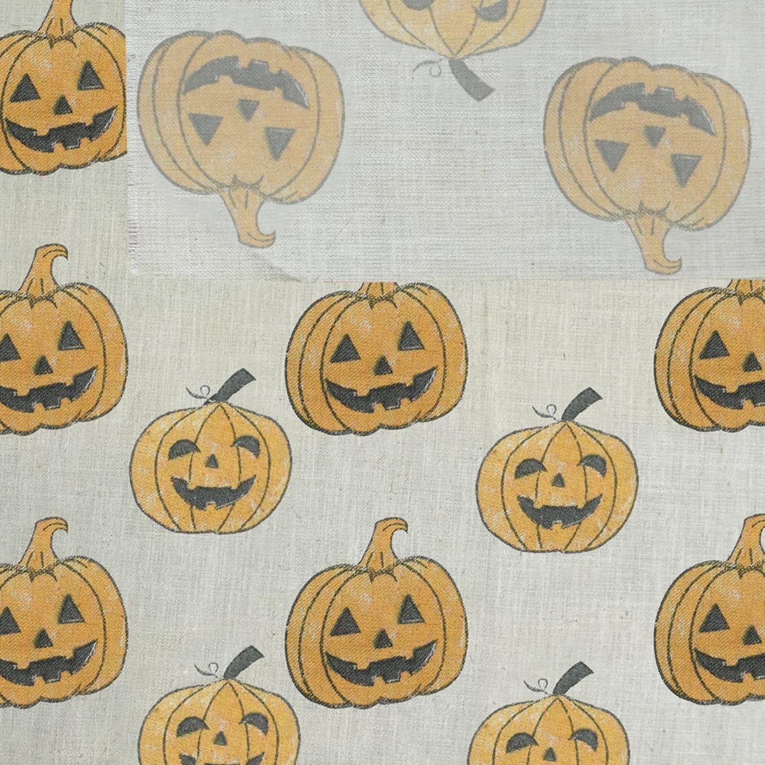 LINEN BLEND YELLOW HOME DECOR FABRIC NATURAL HANDMADE ART - YELLOW PUMPKIN