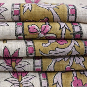 Hand Block Printed Pink Floral Viscose Linen Fabric – Laxmi Border Boho Design