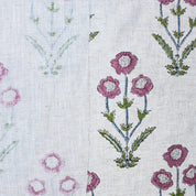 Hand Stamped Block Printed Boho Floral Viscose Linen Cushion Fabric - Amitabh Pink