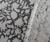Linen Block Print Fabric 58 Inch Width Heavy Weight Linen Natural Base Color Curtains and Drapes Upholstery Handmade Art Pillow Covers Tablecloths and Runners Bedding Tote Bag Lampshades Napkins