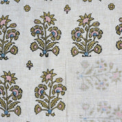 Hand-Stamped Boho Woodblock Print Brown Floral Viscose Linen Fabric – Sadabahar