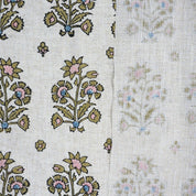 Hand-Stamped Boho Woodblock Print Brown Floral Viscose Linen Fabric – Sadabahar