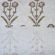 Handmade Floral Viscose Linen Fabric in Artisanal Block Print - Amitabh Brown
