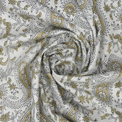 Linen Blend Soft Fabric with Brown Floral Leaf Print – Kiara Boho Design