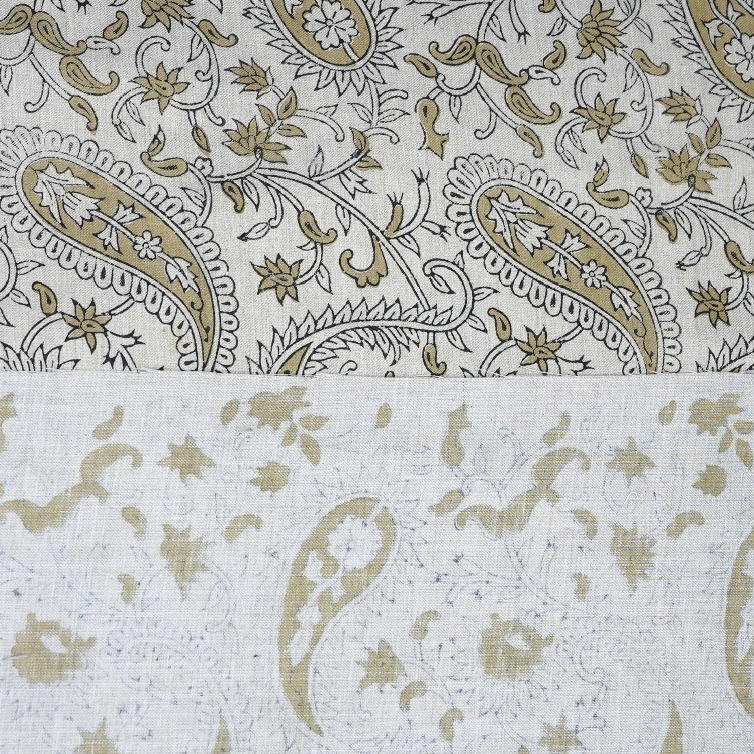 Linen Blend Soft Fabric with Brown Floral Leaf Print – Kiara Boho Design