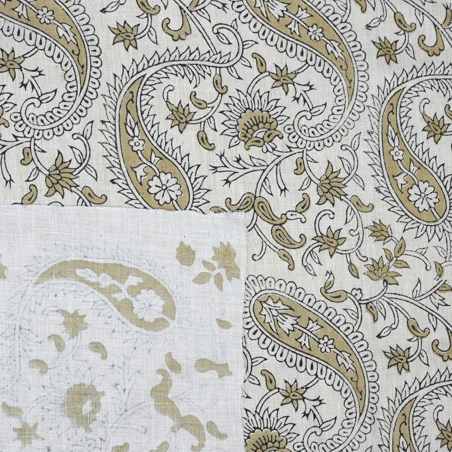 Linen Blend Soft Fabric with Brown Floral Leaf Print – Kiara Boho Design