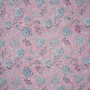 Handmade Pink Floral Viscose Linen Fabric Rameshwaram Design for Home Décor