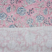 Handmade Pink Floral Viscose Linen Fabric Rameshwaram Design for Home Décor