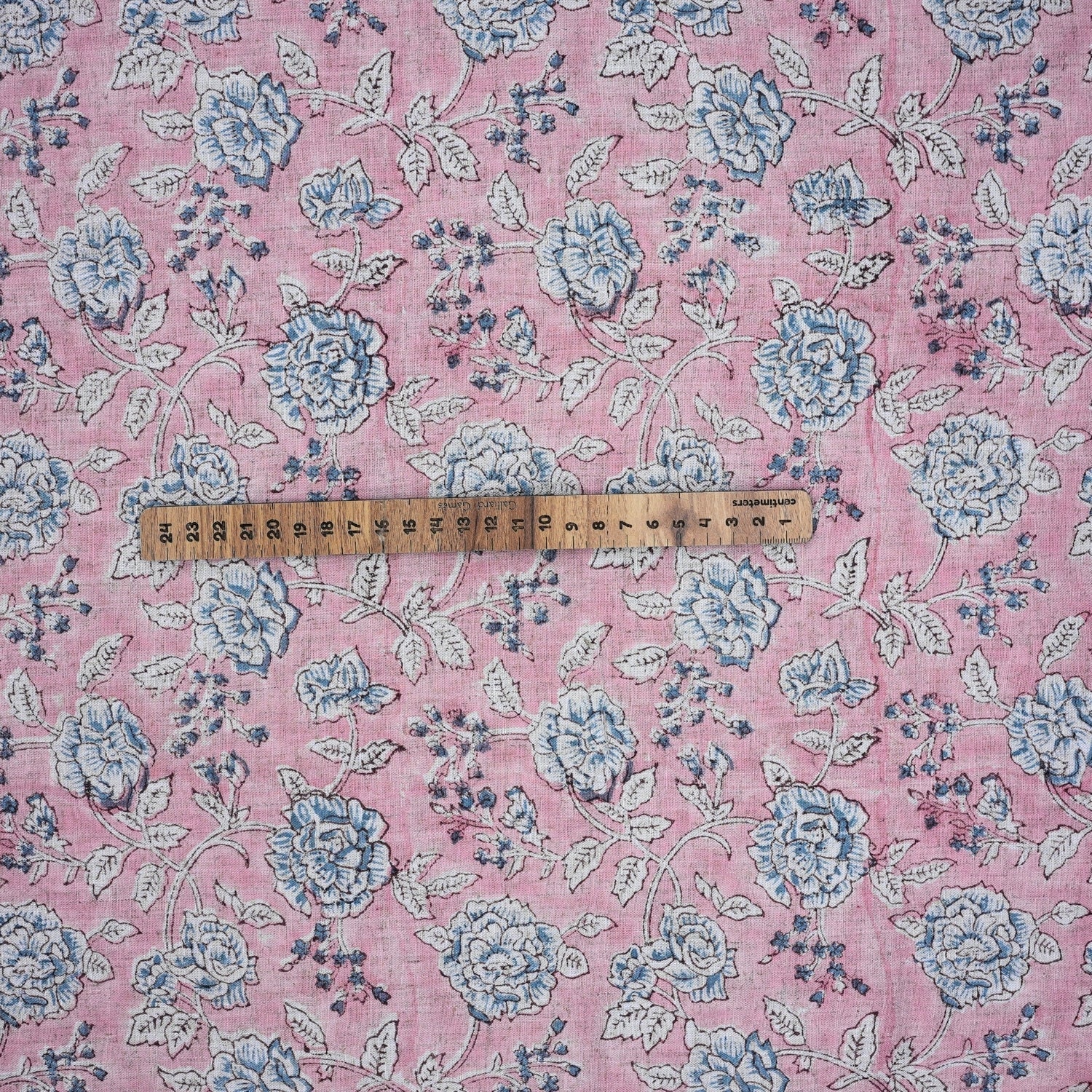 Handmade Pink Floral Viscose Linen Fabric Rameshwaram Design for Home Décor