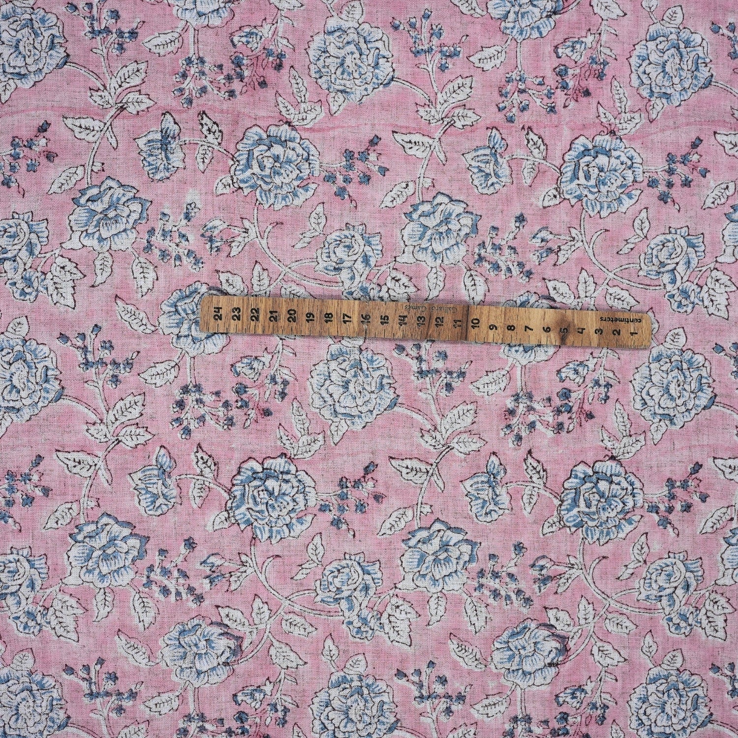 Handmade Pink Floral Viscose Linen Fabric Rameshwaram Design for Home Décor