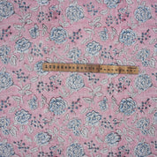 Handmade Pink Floral Viscose Linen Fabric Rameshwaram Design for Home Décor