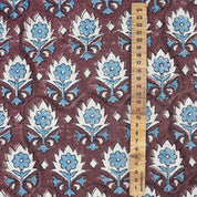 Handmade Maroon Floral Boho Viscose Linen Fabric – Kusum Design for Home Décor