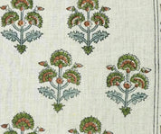 Linen Block Print Fabric 58 Inch Width Medium Weight Linen Natural Base Color Handmade Creative Design To Make Curtains and Drapes Upholstery Pillow Covers Tablecloths and Runners Lampshades by Fabritual