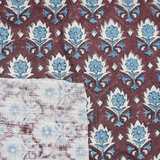 Handmade Maroon Floral Boho Viscose Linen Fabric – Kusum Design for Home Décor