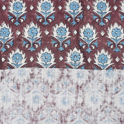 Handmade Maroon Floral Boho Viscose Linen Fabric – Kusum Design for Home Décor