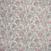 Handmade Boho Floral Fabric in Pink on Linen Blend  - Jarul Design