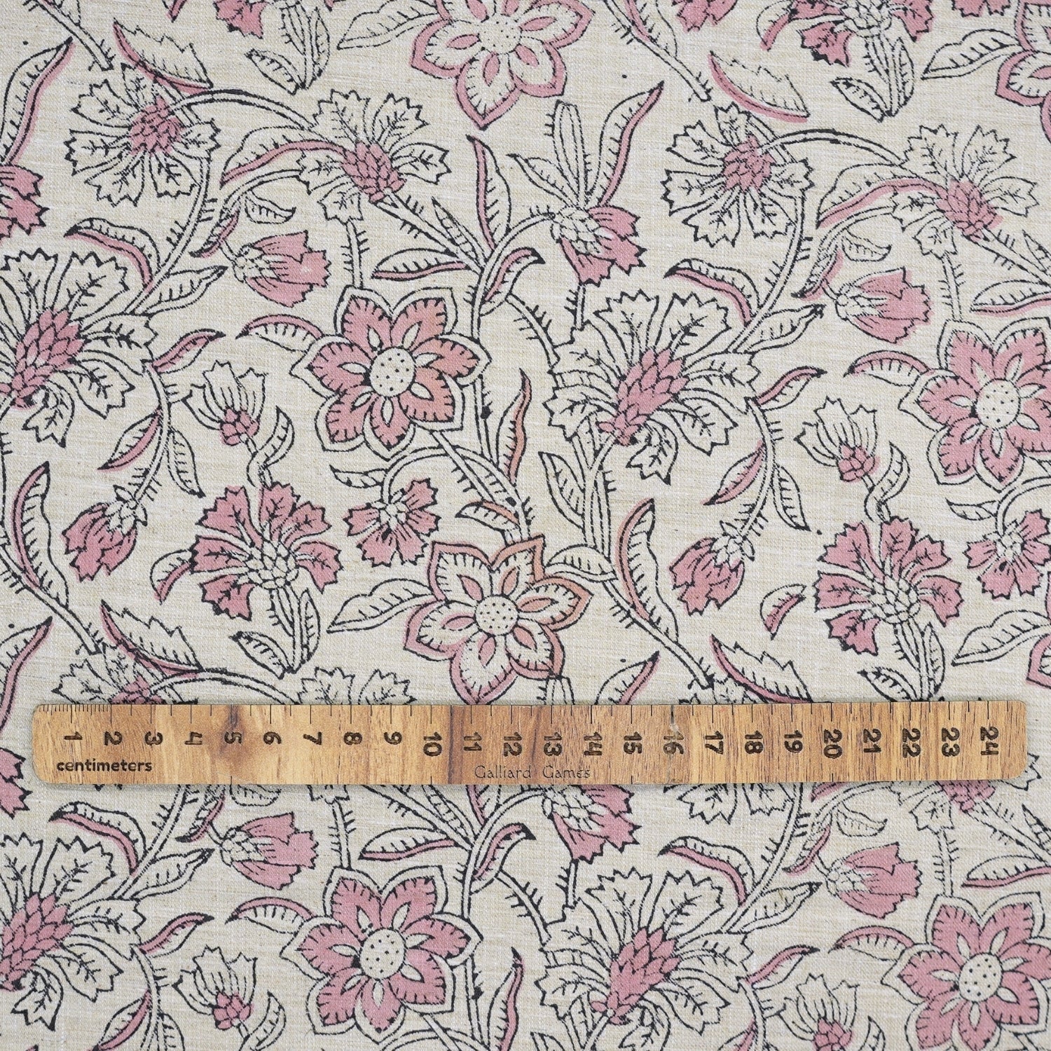 Handmade Boho Floral Fabric in Pink on Linen Blend  - Jarul Design